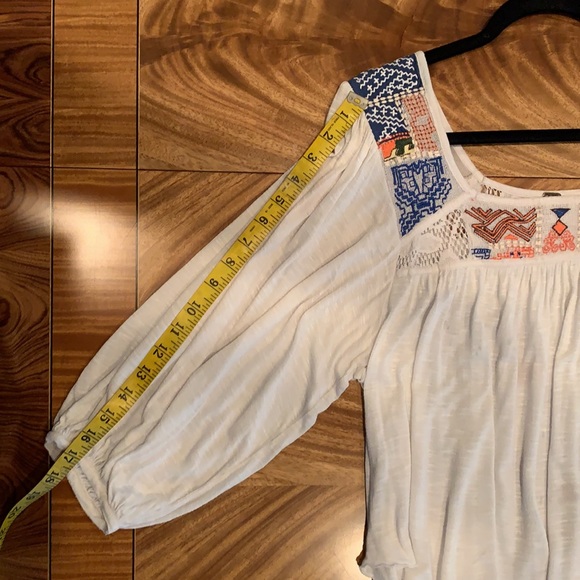 Free People Size M (US) Hand Embroidered Lace and Stretch Jersey Blouse - Picture 14 of 14